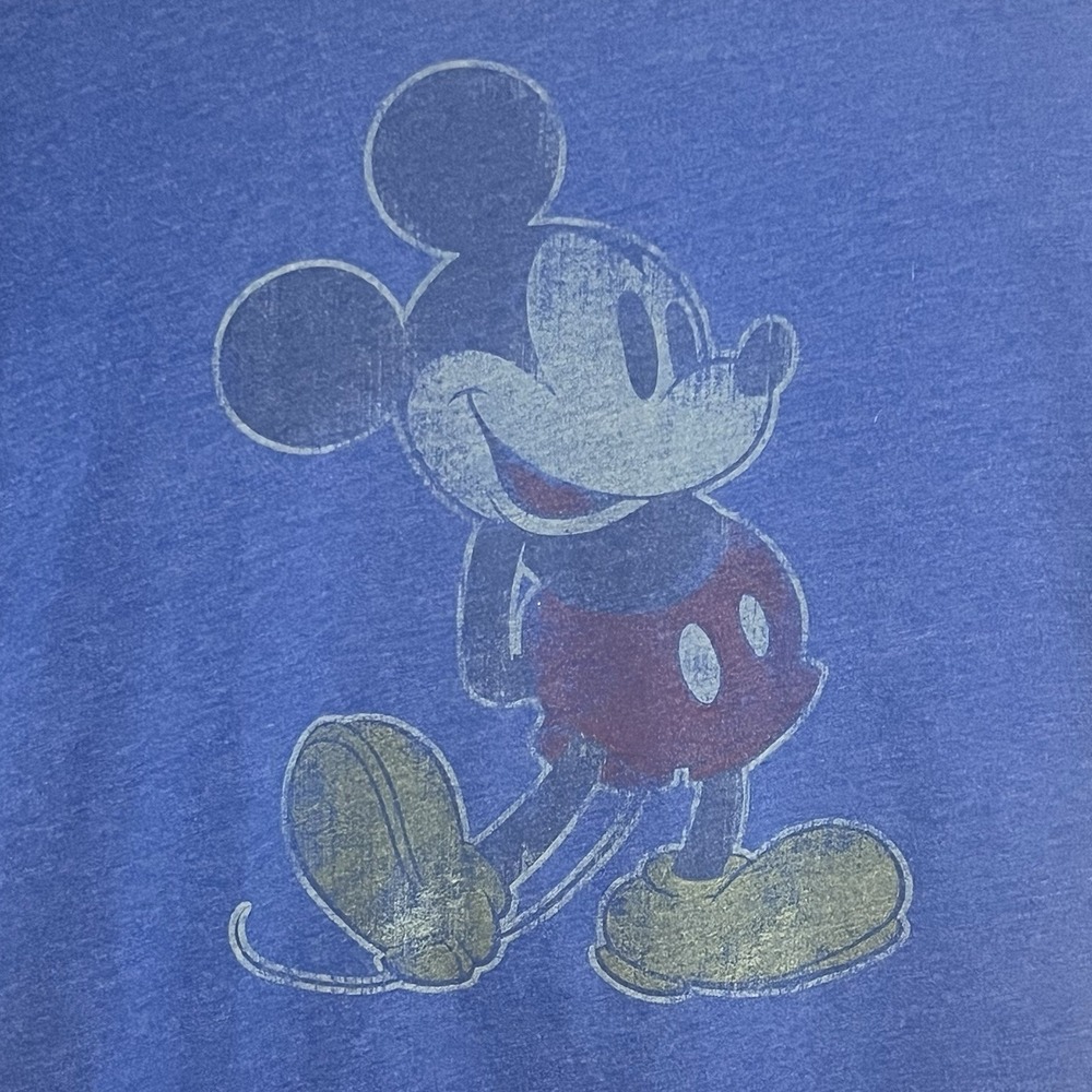 Disney Parks Mens‎ T Shirt Large Mickie Mouse Logo Cotton Heather Blue - Picture 2 of 5